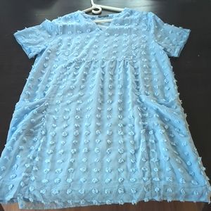 V-neck Short Sleeve Summer Dress | Light Blue | Size XL